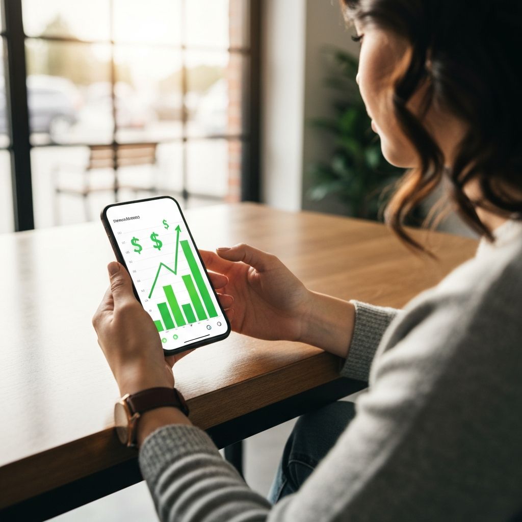 Person using smartphone for income